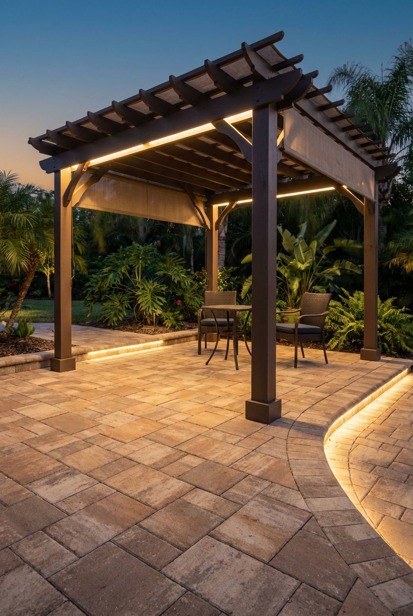 Paver deck with LED lighting Winter Garden
